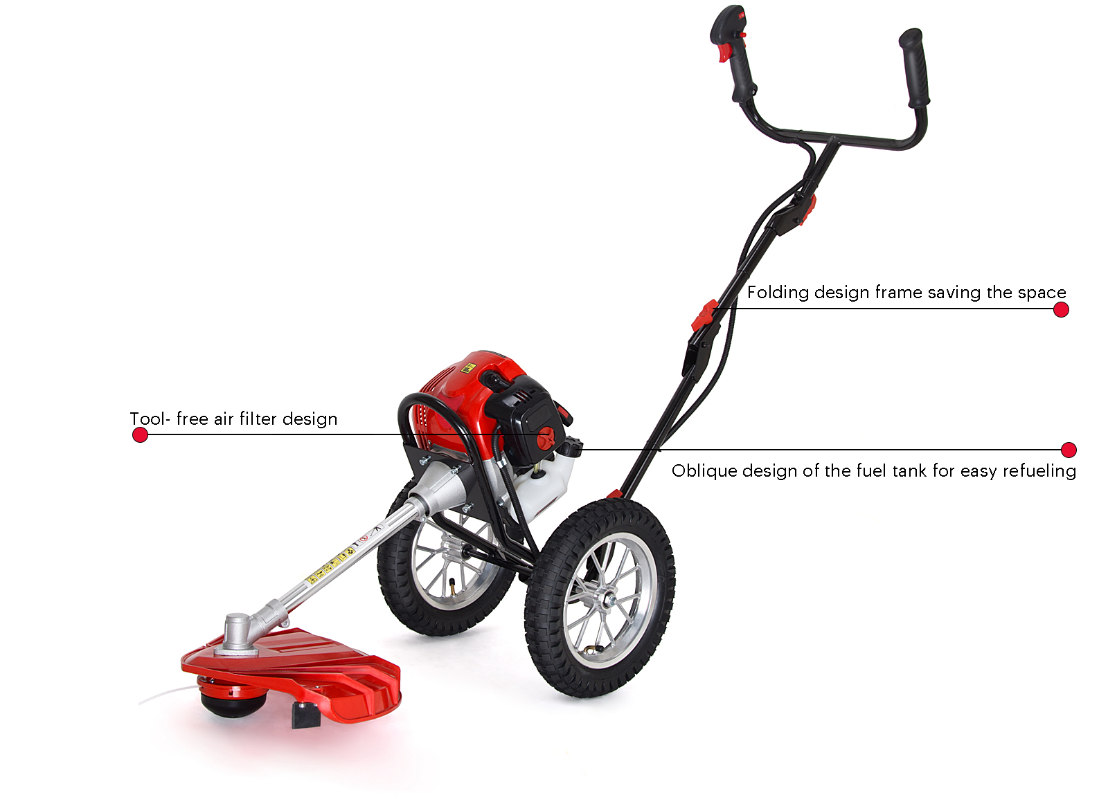 Desbrozadora de ruedas y cortadora de césped pequeña de 52 cc y 62 cc, sellado en caliente, OEM y ODM con CE y GS