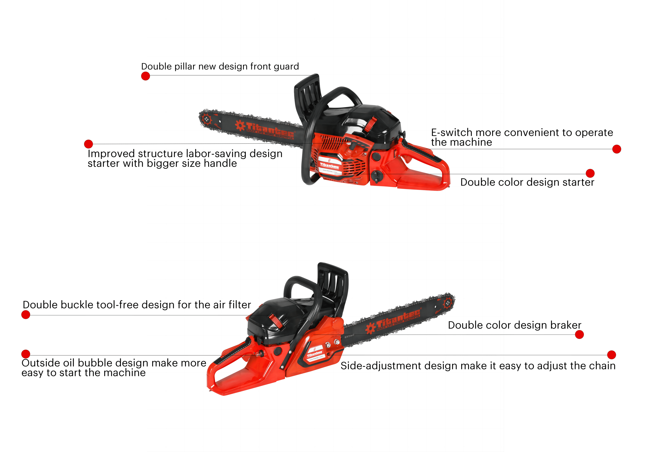 Chainssaw&Motosierra 45cc&52cc&58cc&62cc 20 дюймов Новый двухцветный дизайн OEM&ODM
